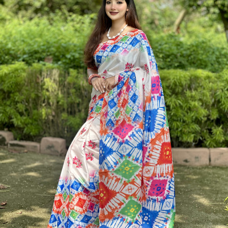 (code-375) ডিজিটাল প্রিন্টেড সফট সিল্ক শাড়ি