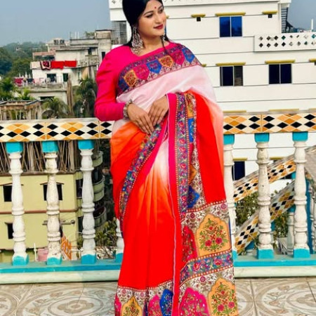 (code-310) ডিজিটাল প্রিন্টেড সফট সিল্ক শাড়ি