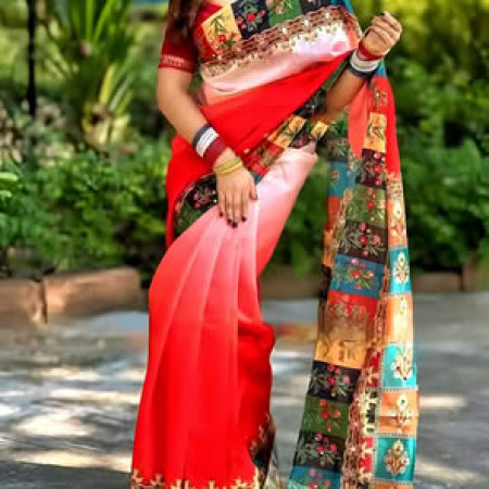 (code-307) ডিজিটাল প্রিন্টেড সফট সিল্ক শাড়ি